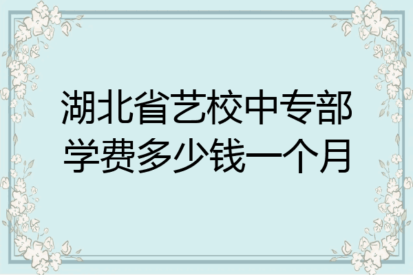 湖北省艺校中专部学费多少钱一个月