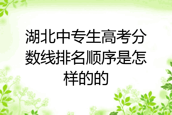 湖北中专生高考分数线排名顺序是怎样的的