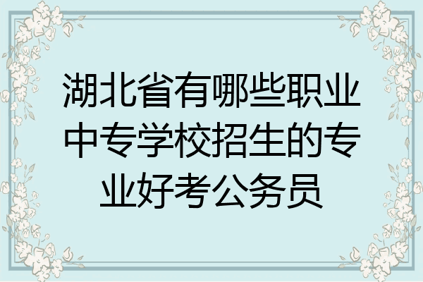 湖北省有哪些职业中专学校招生的专业好考公务员