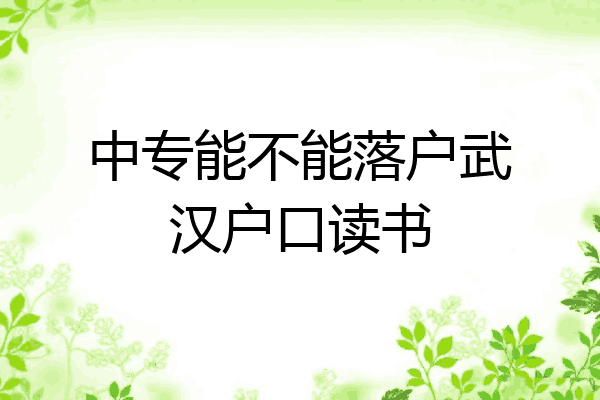 中专能不能落户武汉户口读书