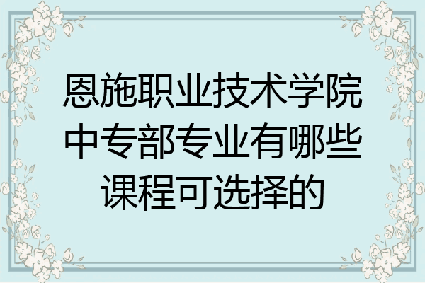 恩施职业技术学院中专部专业有哪些课程可选择的