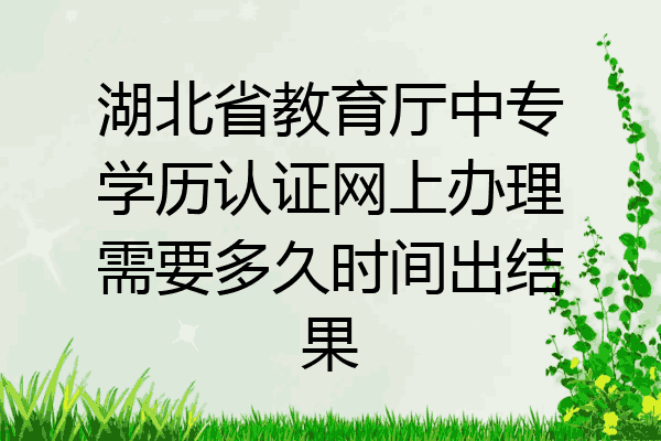 湖北省教育厅中专学历认证网上办理需要多久时间出结果