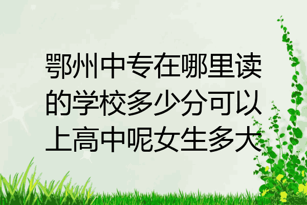 鄂州中专在哪里读的学校多少分可以上高中呢女生多大