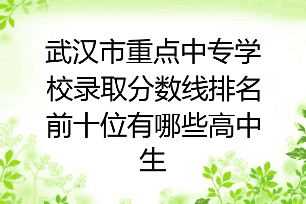 武汉市重点中专学校录取分数线排名前十位有哪些高中生