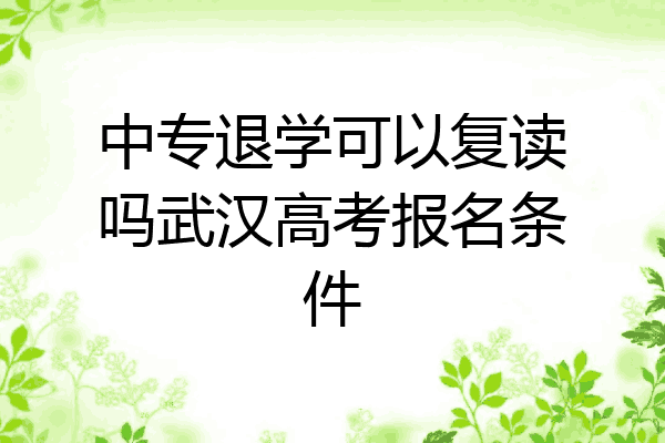 中专退学可以复读吗武汉高考报名条件