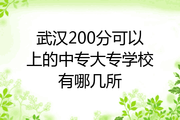 武汉200分可以上的中专大专学校有哪几所