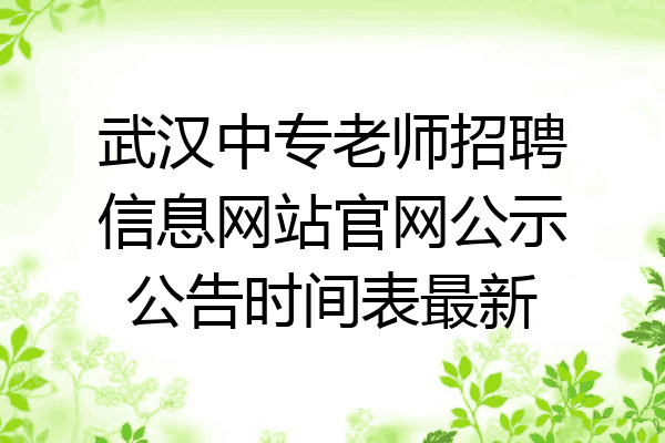 武汉中专老师招聘信息网站官网公示公告时间表最新
