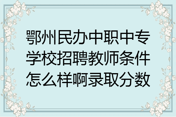 鄂州民办中职中专学校招聘教师条件怎么样啊录取分数