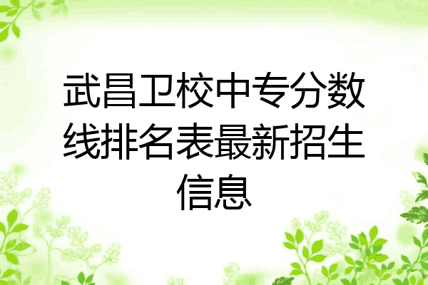 武昌卫校中专分数线排名表最新招生信息