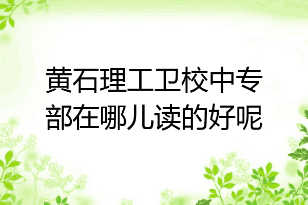 黄石理工卫校中专部在哪儿读的好呢
