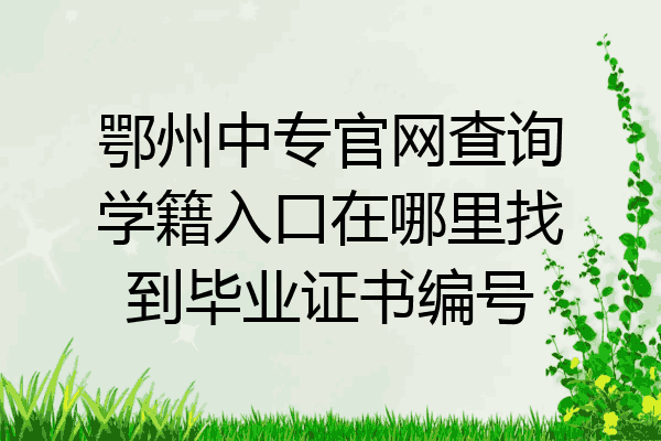 鄂州中专官网查询学籍入口在哪里找到毕业证书编号