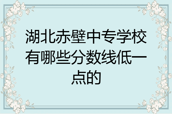 湖北赤壁中专学校有哪些分数线低一点的