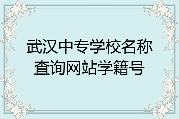 武汉中专学校名称查询网站学籍号