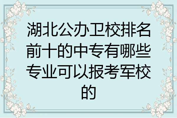 湖北公办卫校排名前十的中专有哪些专业可以报考军校的