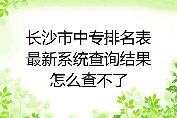 长沙市中专排名表最新系统查询结果怎么查不了