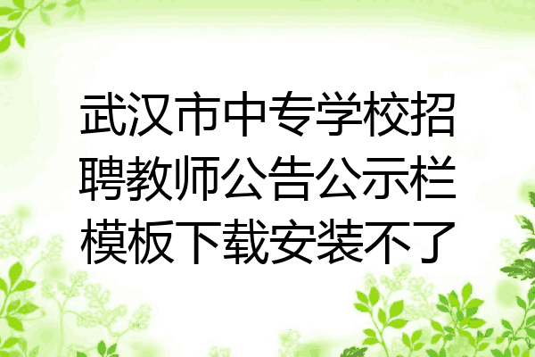 武汉市中专学校招聘教师公告公示栏模板下载安装不了