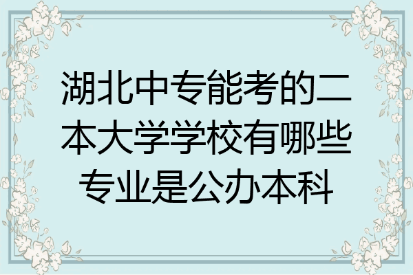 湖北中专能考的二本大学学校有哪些专业是公办本科