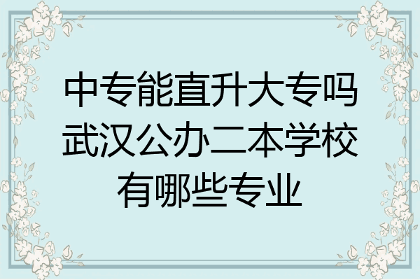 中专能直升大专吗武汉公办二本学校有哪些专业