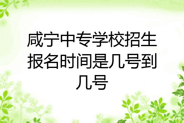 咸宁中专学校招生报名时间是几号到几号