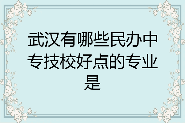 武汉有哪些民办中专技校好点的专业是