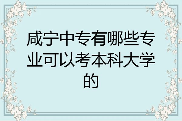 咸宁中专有哪些专业可以考本科大学的
