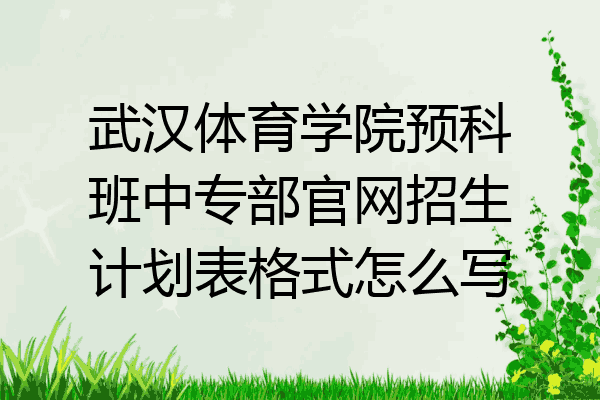 武汉体育学院预科班中专部官网招生计划表格式怎么写