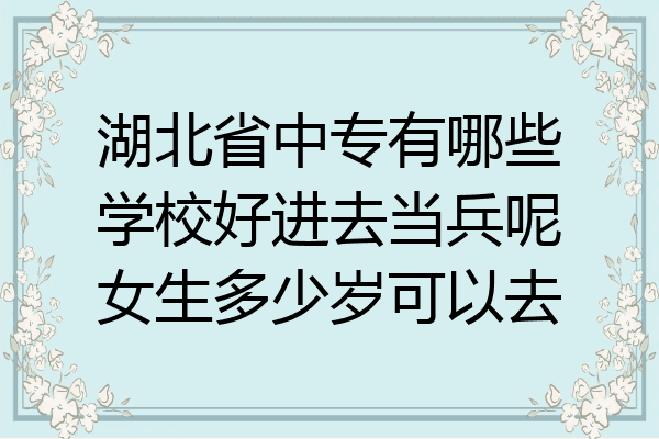 湖北省中专有哪些学校好进去当兵呢女生多少岁可以去
