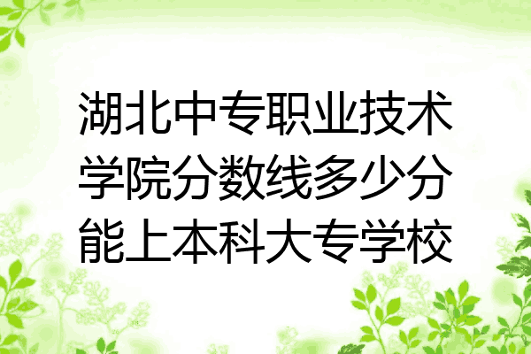 湖北中专职业技术学院分数线多少分能上本科大专学校