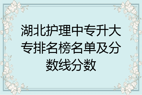 湖北护理中专升大专排名榜名单及分数线分数