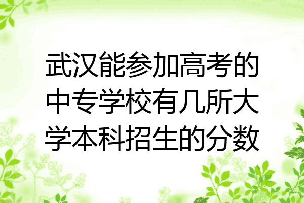 武汉能参加高考的中专学校有几所大学本科招生的分数