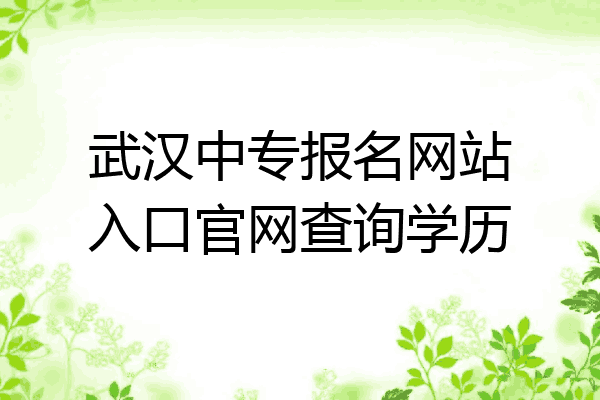武汉中专报名网站入口官网查询学历