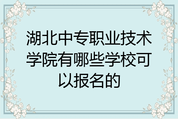 湖北中专职业技术学院有哪些学校可以报名的