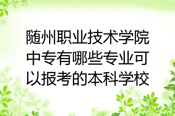 随州职业技术学院中专有哪些专业可以报考的本科学校