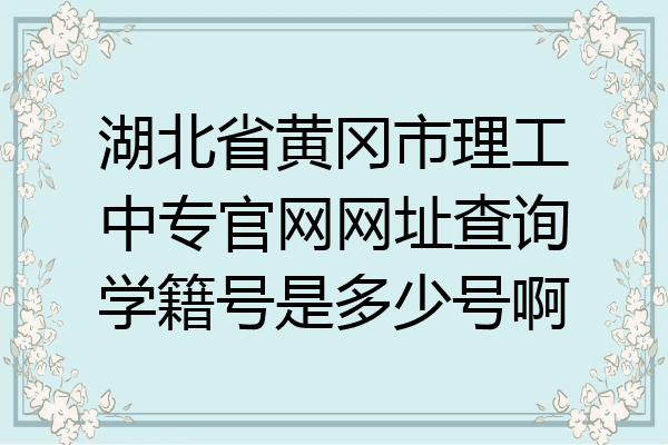 湖北省黄冈市理工中专官网网址查询学籍号是多少号啊