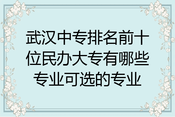 武汉中专排名前十位民办大专有哪些专业可选的专业