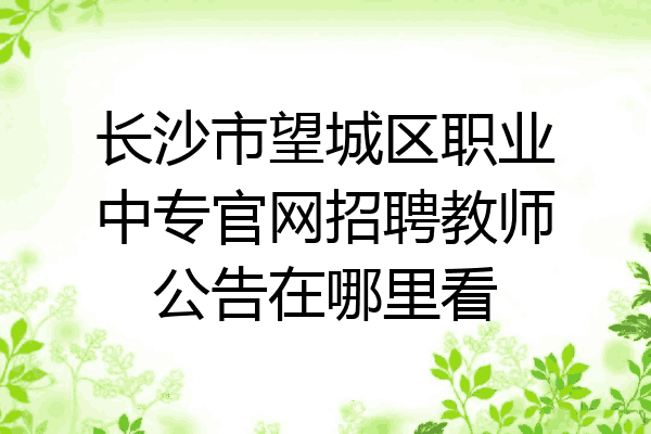 长沙市望城区职业中专官网招聘教师公告在哪里看