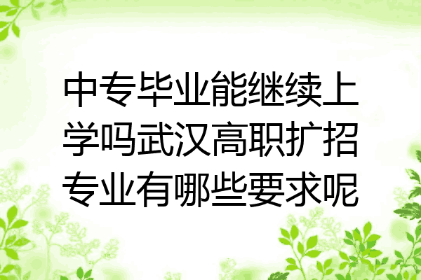 中专毕业能继续上学吗武汉高职扩招专业有哪些要求呢