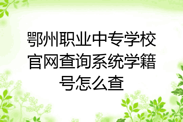 鄂州职业中专学校官网查询系统学籍号怎么查