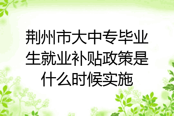 荆州市大中专毕业生就业补贴政策是什么时候实施