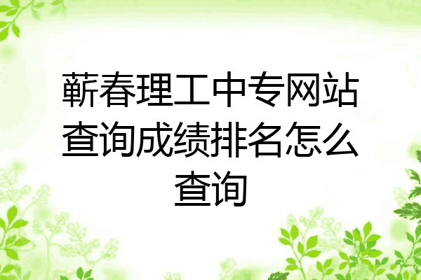 蕲春理工中专网站查询成绩排名怎么查询