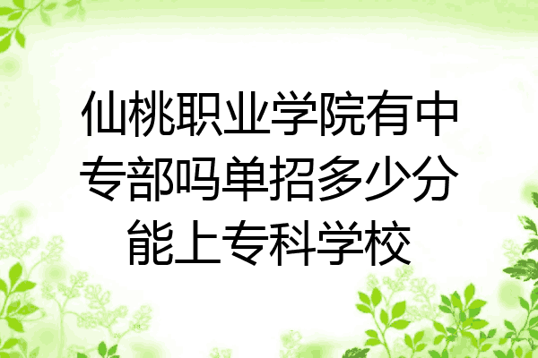 仙桃职业学院有中专部吗单招多少分能上专科学校