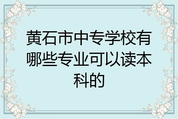 黄石市中专学校有哪些专业可以读本科的