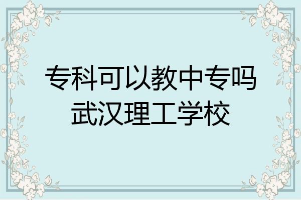 专科可以教中专吗武汉理工学校