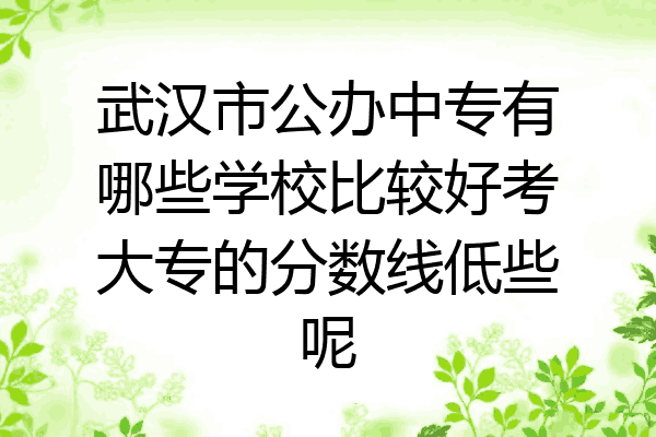 武汉市公办中专有哪些学校比较好考大专的分数线低些呢