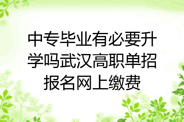 中专毕业有必要升学吗武汉高职单招报名网上缴费