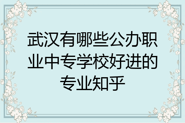 武汉有哪些公办职业中专学校好进的专业知乎