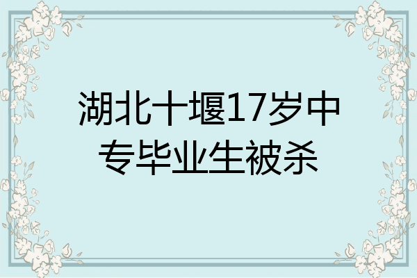 湖北十堰17岁中专毕业生被杀