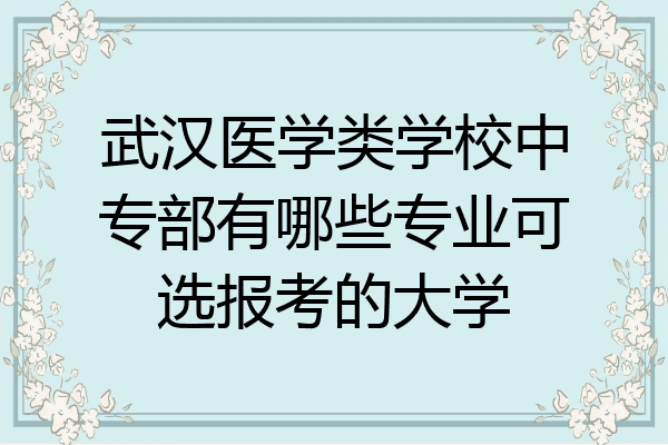 武汉医学类学校中专部有哪些专业可选报考的大学