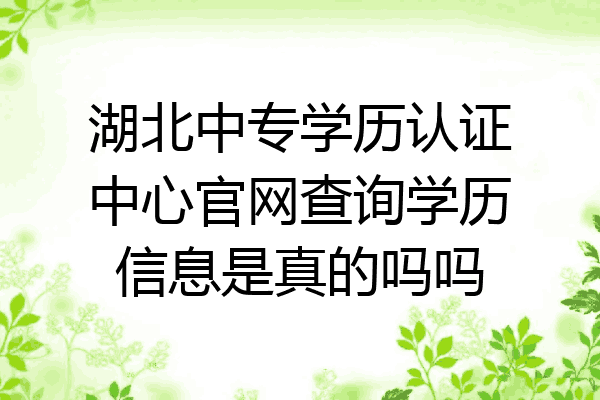 湖北中专学历认证中心官网查询学历信息是真的吗吗