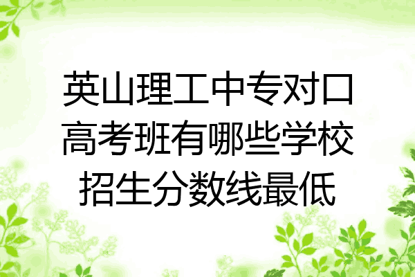英山理工中专对口高考班有哪些学校招生分数线最低